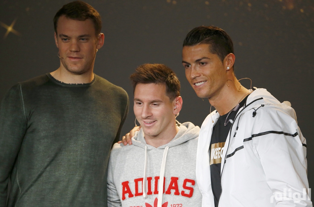 Nominees for 2014 FIFA World Player of the Year Neuer Messi and Ronaldo attend news conference in Zurich