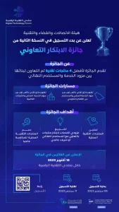 هيئة الاتصالات والفضاء والتقنية تعلن عن بدء التسجيل في النسخة الثانية من جائزة الابتكار التعاوني