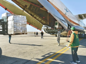 الطائرة الإغاثية السعودية الـ38 تصل إلى العريش تمهيدًا لدخولها إلى أهالي غزة