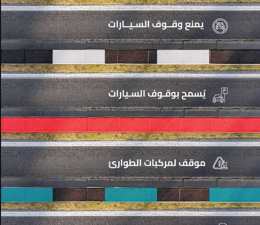 “الأبيض والأسود مسموح بالوقوف”.. “الطرق” توضح مدلولات ألوان الأرصفة