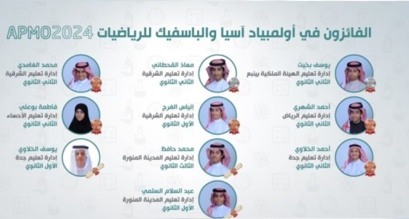 10 جوائز للمنتخب السعودي في أولمبياد آسيا والباسفيك للرياضيات
