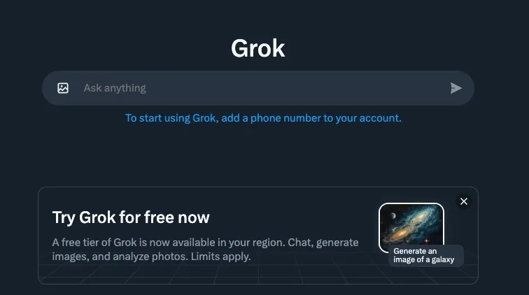 Grok متاح الآن لمستخدمي “إكس” مجانًا