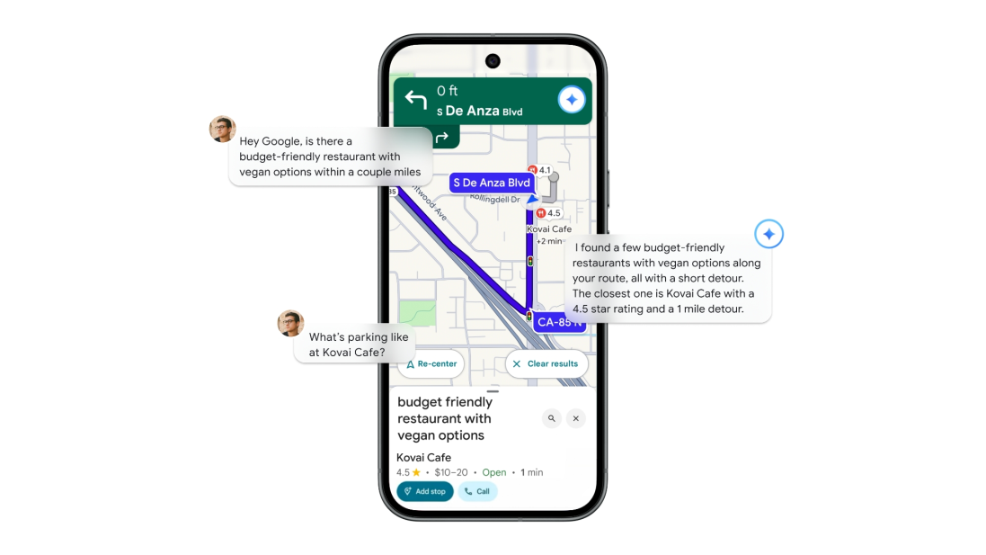 خرائط Google تدعم Gemini لتحسين التوجيه والمحادثة أثناء القيادة