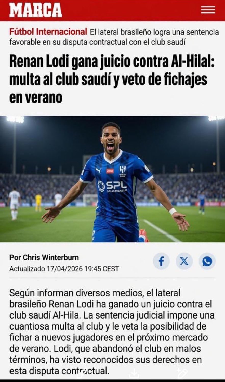ماركا: لودي يحصل على حكم ضد الهلال 