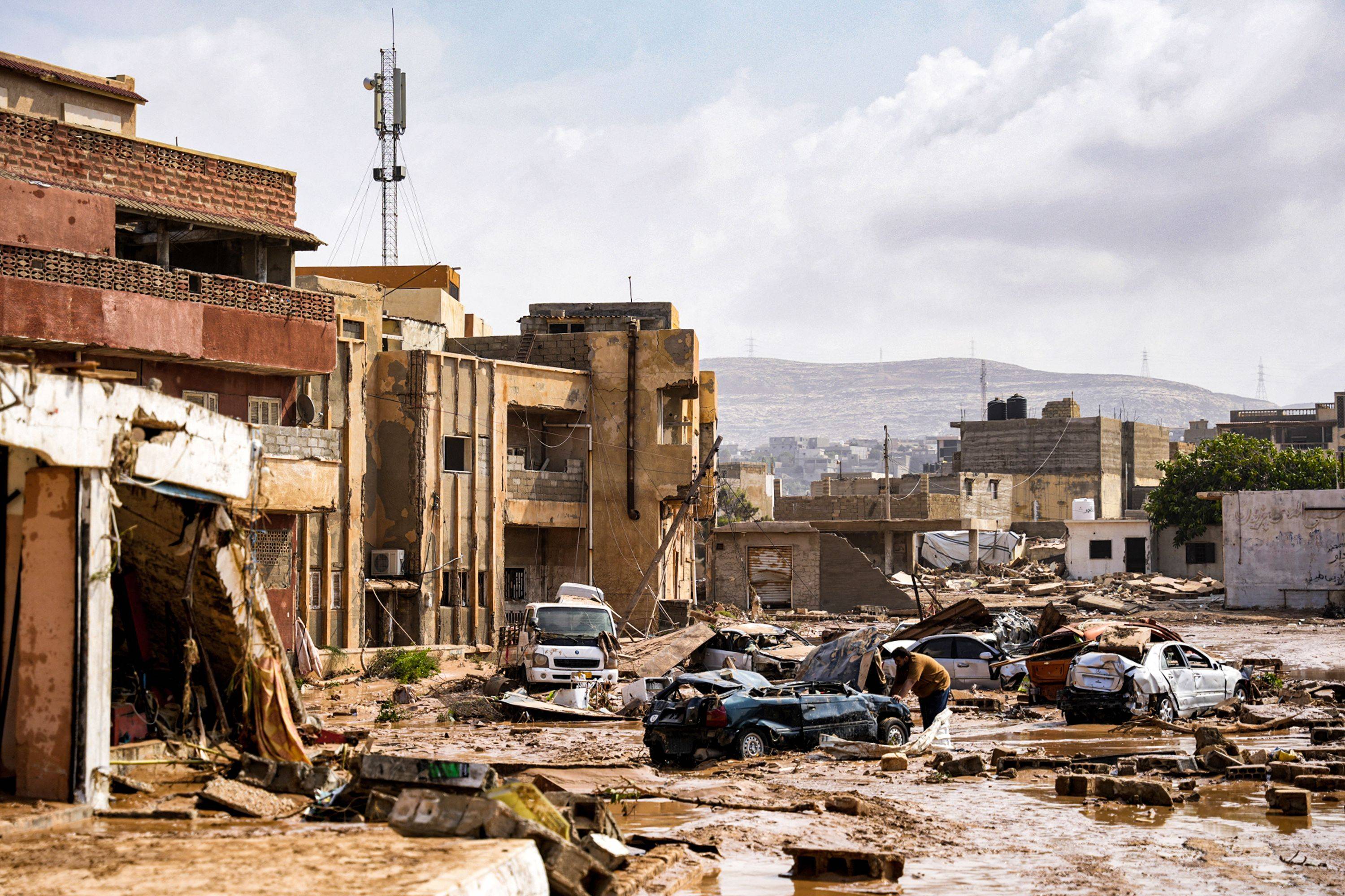 آثار الفيضانات في ليبيا جراء العاصفة دانيال